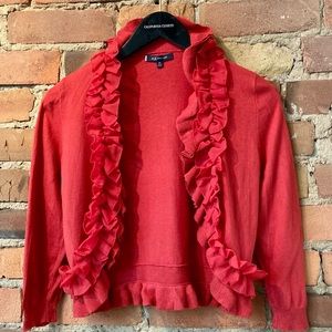 Vintage Anne Klein Red Shrug with Ruffles.  Size: XS